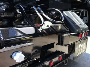 Backup camera on back of roll off truck