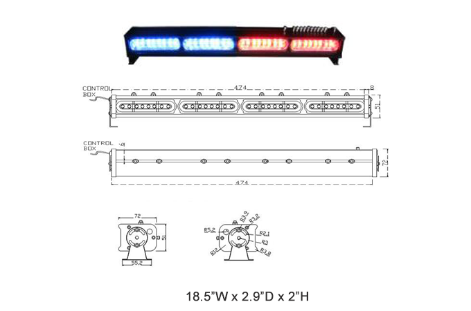 MOSS-9800-4 4-8 LED Module Light Bar Spec